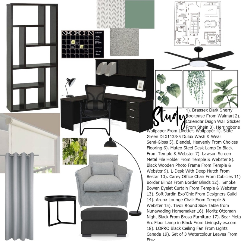 Study Room Sample Board Mood Board by baileyjohnston on Style Sourcebook