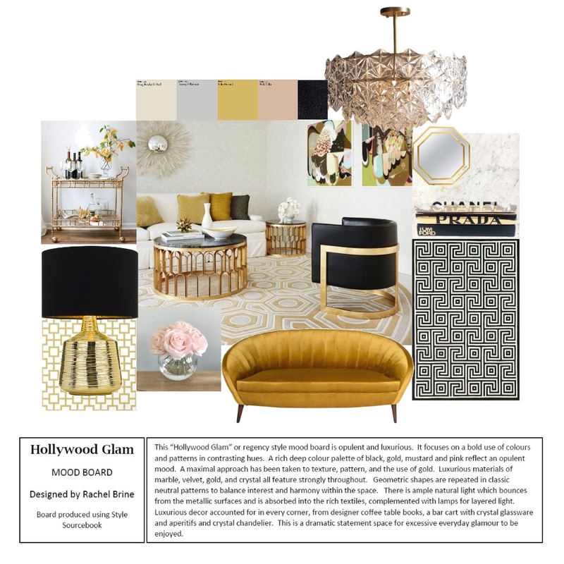 Hollywood Glam Mood Board by Rachel Brine on Style Sourcebook