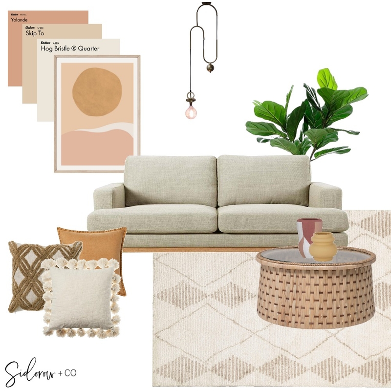 Warm natural living space Mood Board by Sidorow + Co on Style Sourcebook