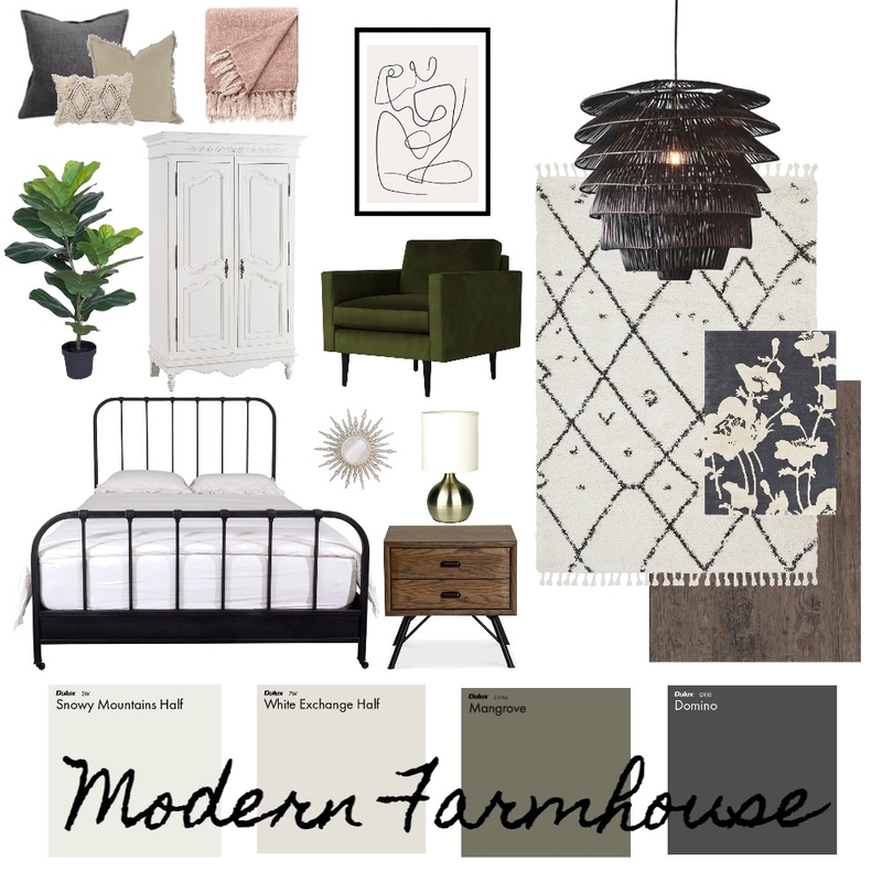 Modern Farmhouse Bedroom Interior Design Mood Board by Haven Home Styling