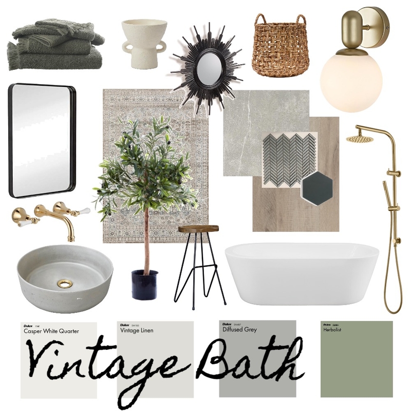 Vintage Bath Interior Design Mood Board by Haven Home Styling