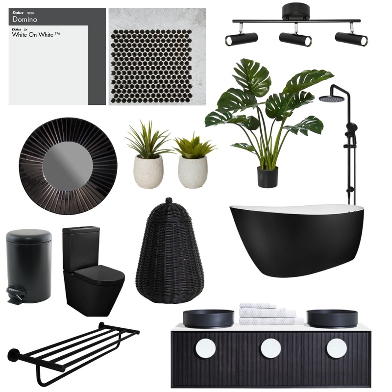 Black textured bathroom Mood Board by enya_savory on Style Sourcebook