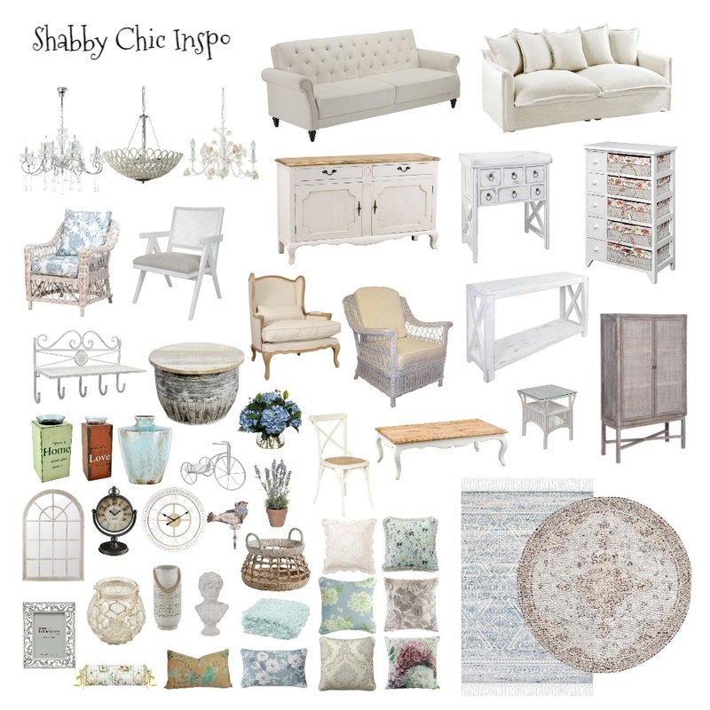 Shabby Chic Inspo Interior Design Mood Board by MelissaKW