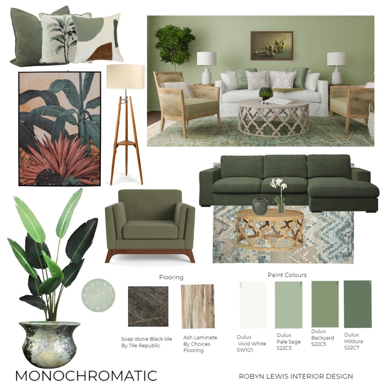 Monochromatic assignment 6 Interior Design Mood Board by RobynLewisCourse