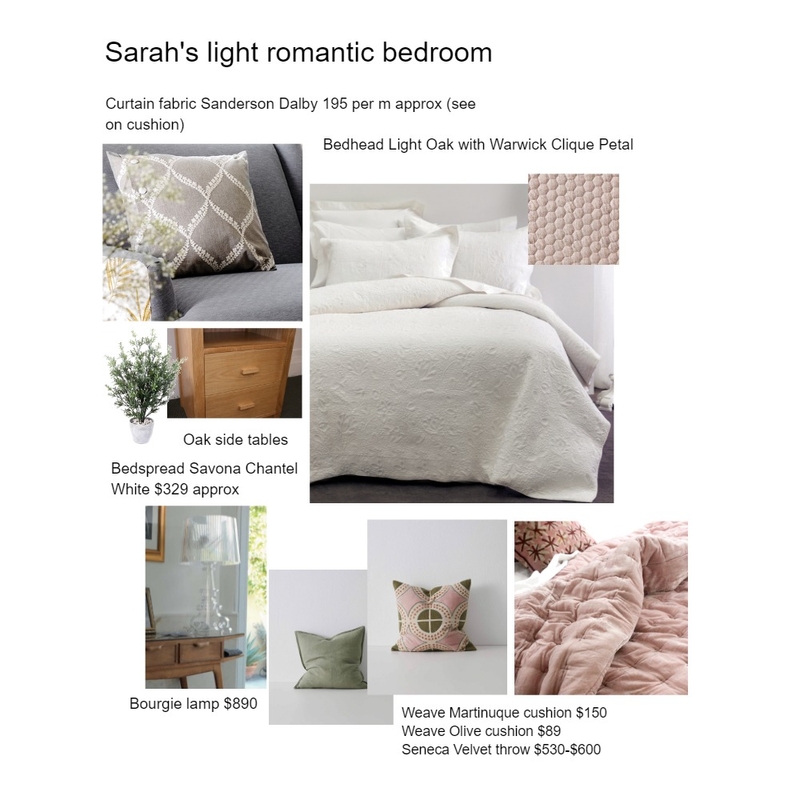 Sarah's light romantic bedroom Mood Board by AndreaMoore on Style Sourcebook