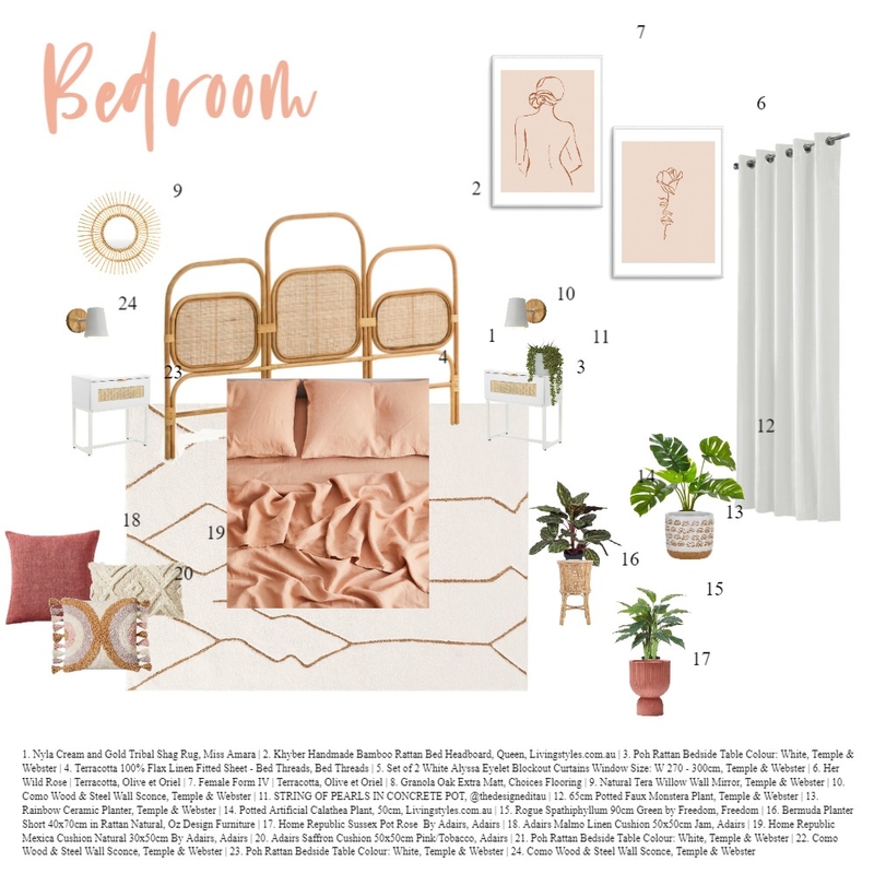 Bedroom Interior Design Mood Board by Anna Fernandes