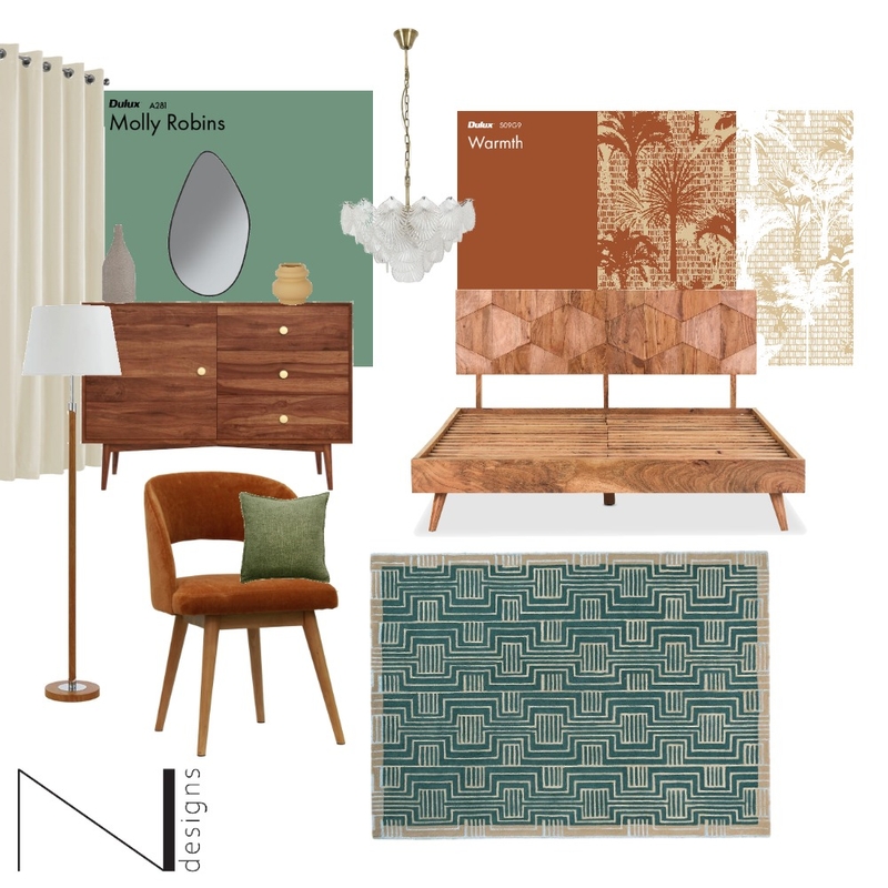 Mid Century Modern Bedroom Mood Board by N Designs on Style Sourcebook