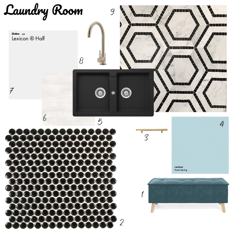 Laundry Room Sample Board IDI Module 9 Mood Board by Elaina on Style Sourcebook
