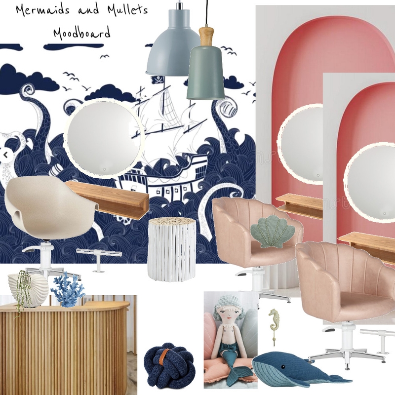 Mermaids and Mullets mood board dark blue Mood Board by Renee Interiors on Style Sourcebook
