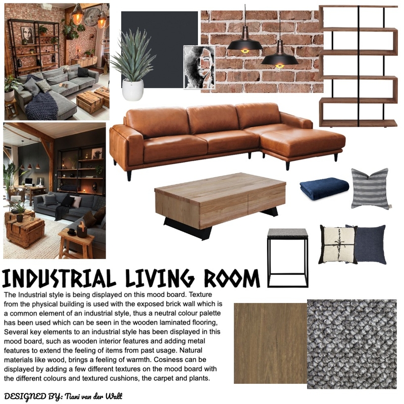 Industrial style living room Mood Board by Tiani on Style Sourcebook
