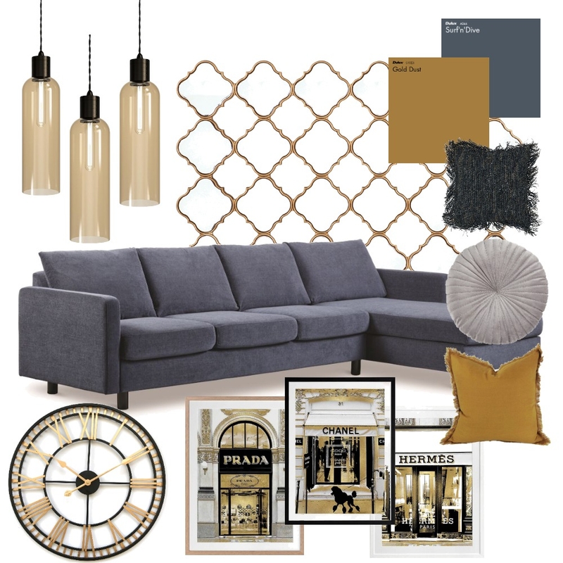 Gold and Grey Living Room Mood Board by Elaina on Style Sourcebook