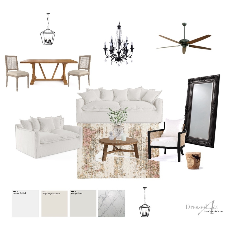 Contemporary French Farmhouse Mood Board by Dressed AU Maison on Style Sourcebook