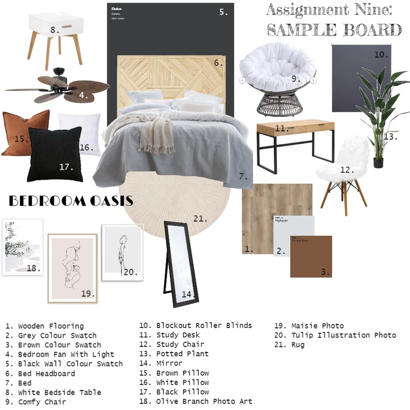 Bedroom: Accented Achromatic Mood Board by Tatiana on Style Sourcebook