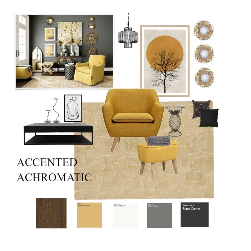 accented achromatic Interior Design Mood Board by Robyn Chamberlain