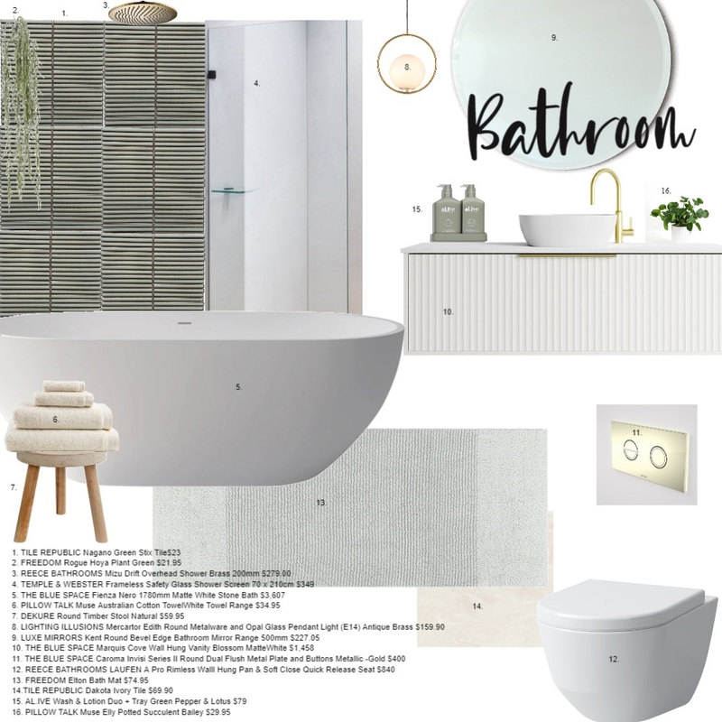 MODULE 9 Sample Board Bathroom Mood Board by Princess Tiatco on Style Sourcebook
