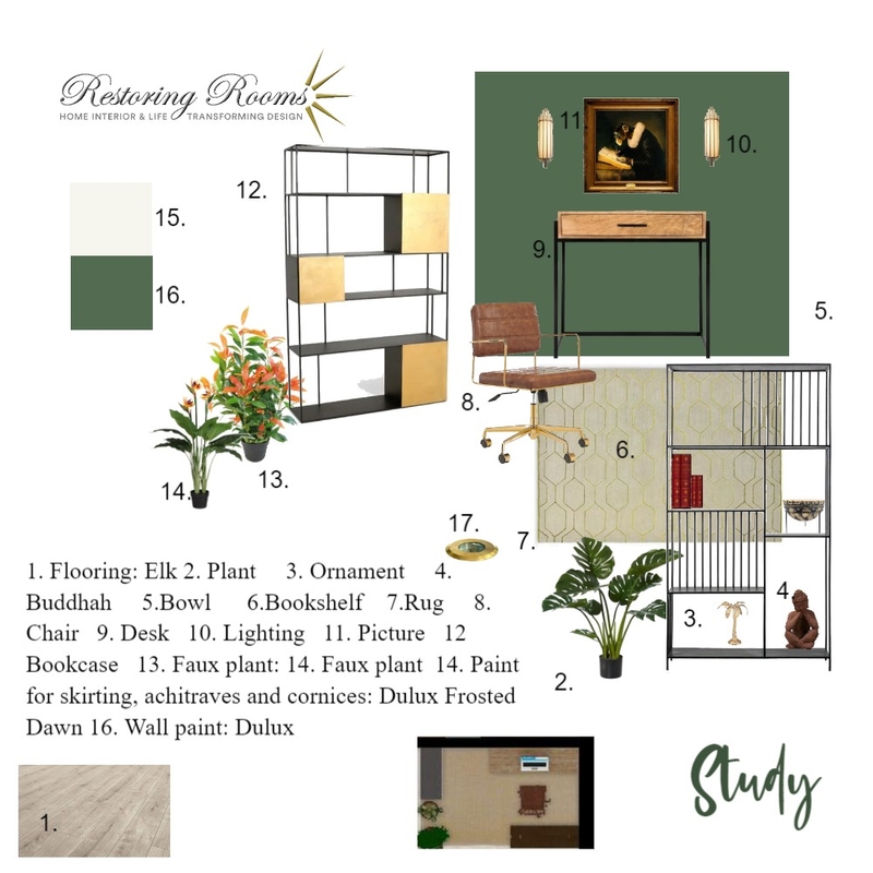 Modern forest deco study Mood Board by TransformingRooms on Style Sourcebook