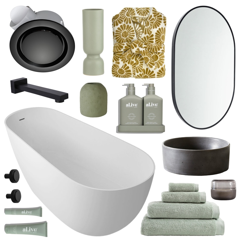 Modern Black and Green Bathroom 🌱 Mood Board by Lighting Illusions on Style Sourcebook