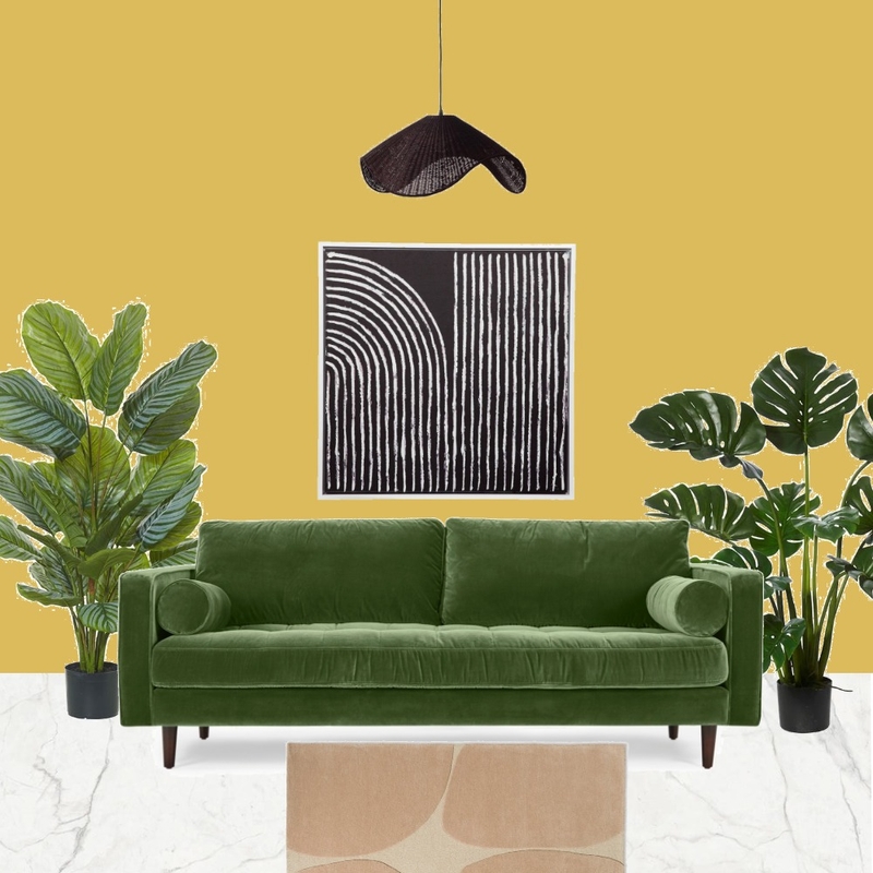 Modern Living Room with Musted colour wall and Green Sofa Mood Board by Anand on Style Sourcebook