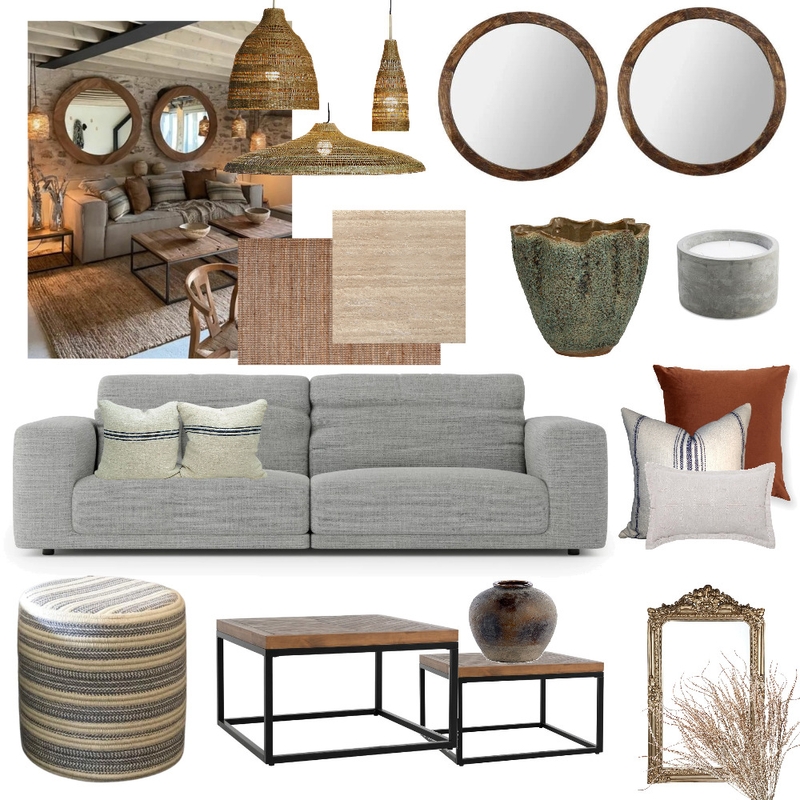Blue Line Linen Rustic Living room Mood Board by nila on Style Sourcebook