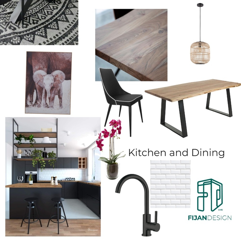 Modern Kitcen and Dining-Black, white and Pinewood Mood Board by Simz on Style Sourcebook