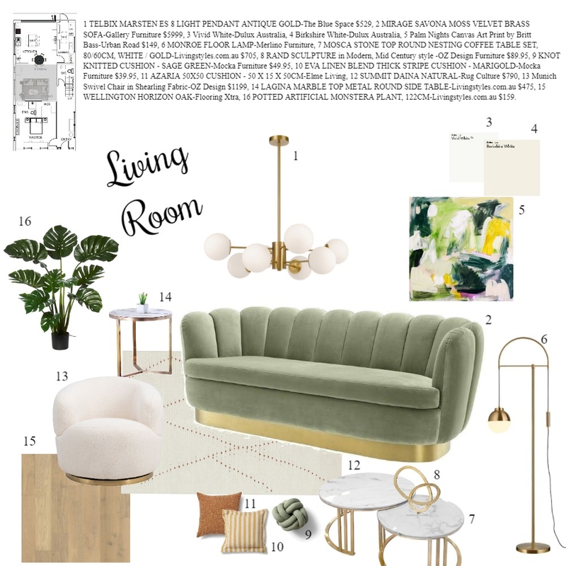 Living Room Sample Board Mood Board by TOGET on Style Sourcebook