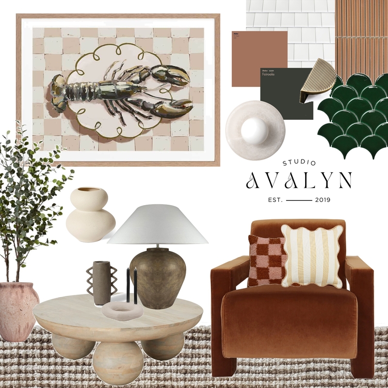 Complementary Warms | Living Room Mood Board by AVALYN HOUSE on Style Sourcebook