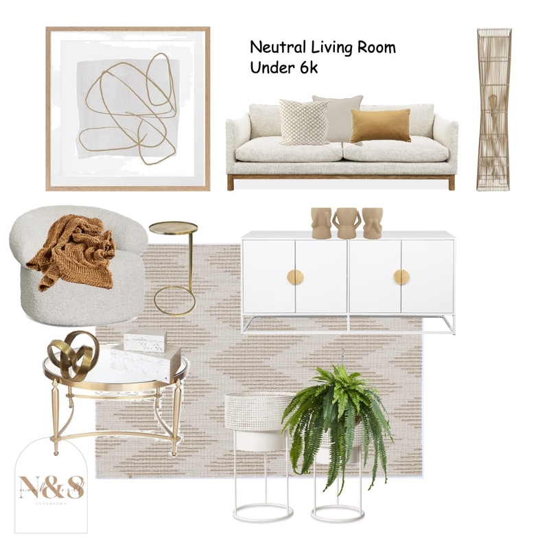 Neutral Living Room Under 6K Mood Board by Chrissy G on Style Sourcebook