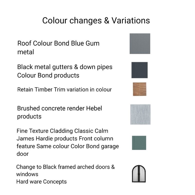 Products & Variations 7A B ext Mood Board by Paless Homes on Style Sourcebook