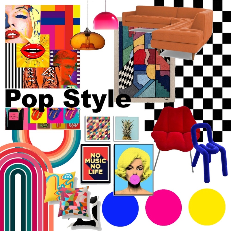 Pop style moodboard Interior Design Mood Board by Ιωάννα
