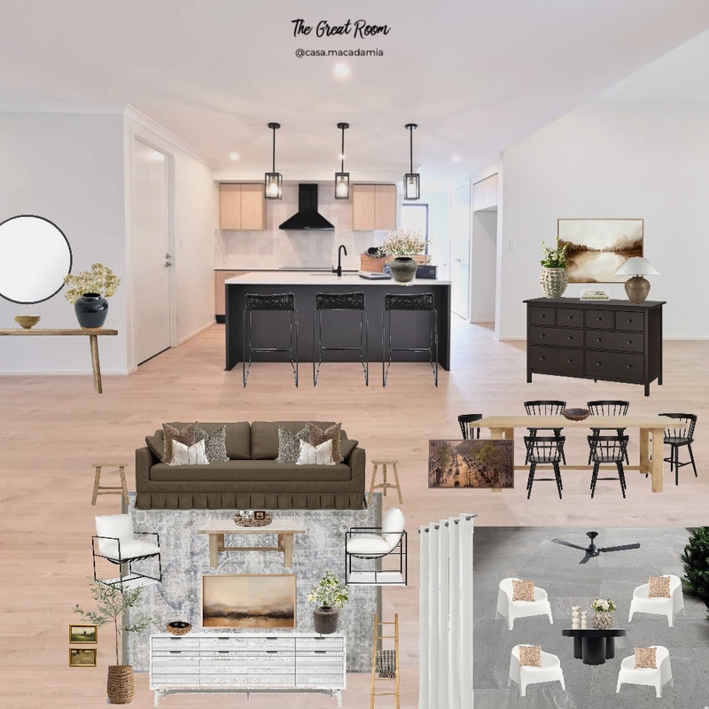 Casa Macadamia - Great Room - Updated Layers with Wall Art, Elm Table & Bemz Mood Board by Casa Macadamia on Style Sourcebook