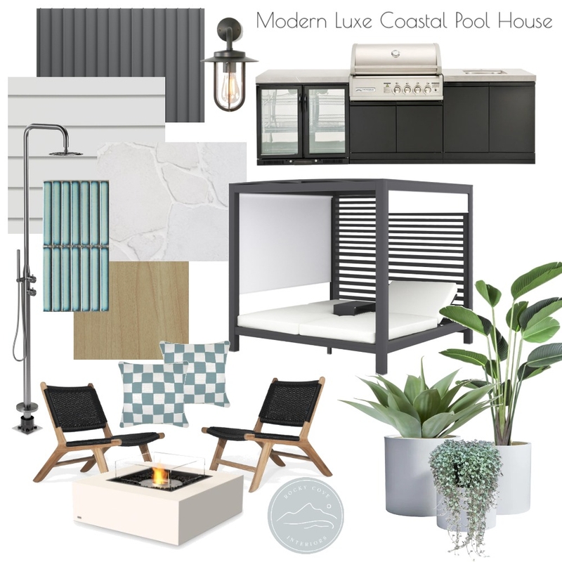 Modern Luxe pool house Mood Board by Rocky Cove Interiors on Style Sourcebook