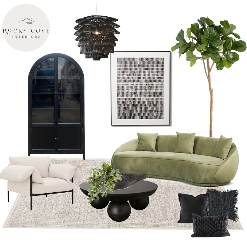 Dark organic modern lounge Mood Board by Rocky Cove Interiors on Style Sourcebook