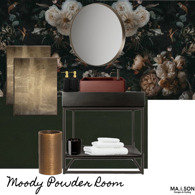 Moody Powder Room Mood Board by JanetM on Style Sourcebook