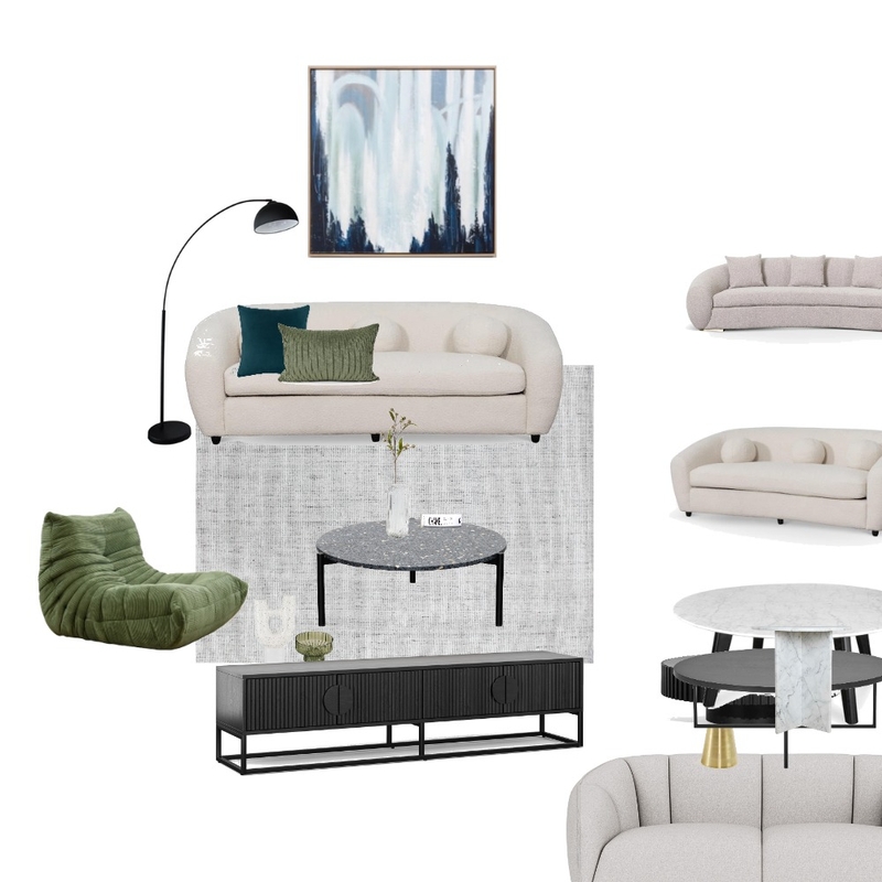 living room upstairs brighton plush couch green chairj diff coffee table Mood Board by Efi Papasavva on Style Sourcebook