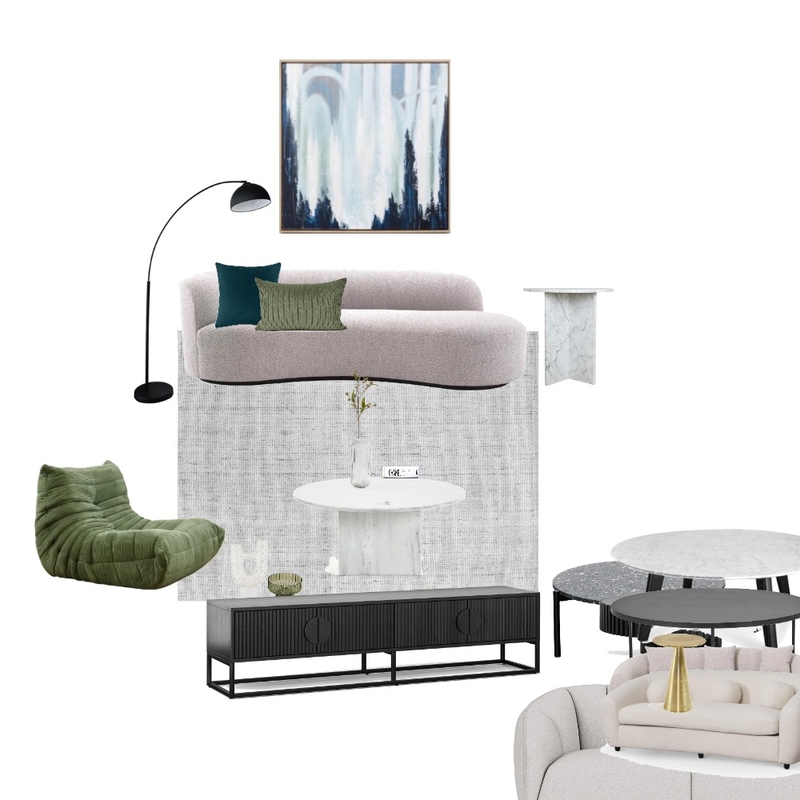 living room upstairs brighton plush couch green chairj diff coffee table Mood Board by Efi Papasavva on Style Sourcebook