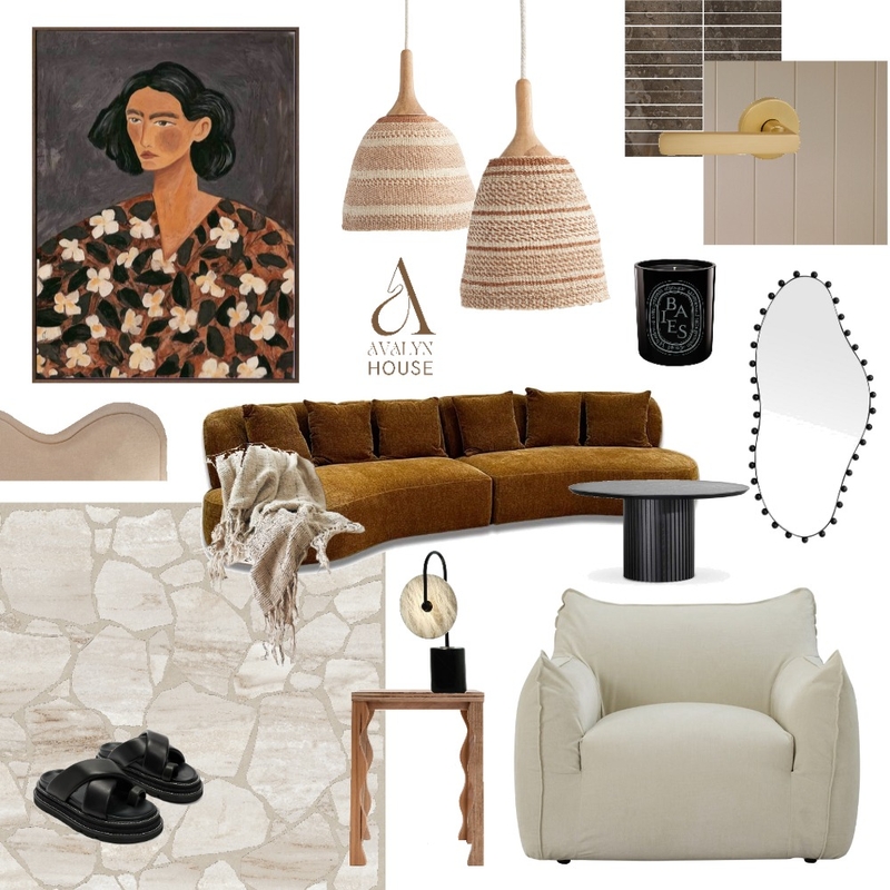 Warm Living Mood Board by AVALYN HOUSE on Style Sourcebook