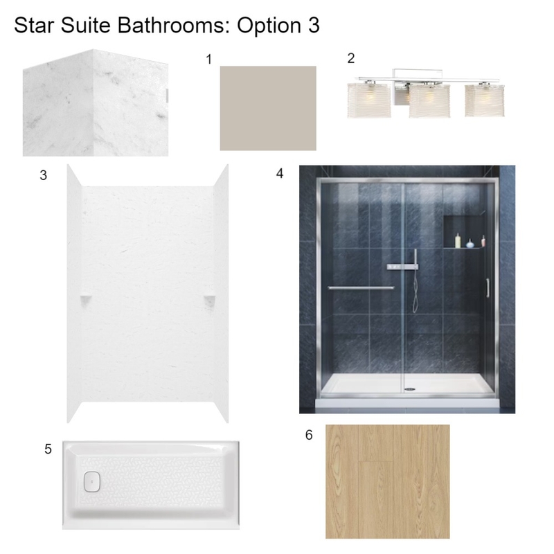 Star Suite Bathrooms: Option 3 Mood Board by AlisonVesotsky on Style Sourcebook