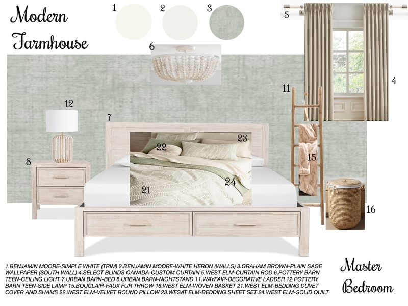 Modern Farmhouse Master Bedroom Mood Board by Beata Toth on Style Sourcebook