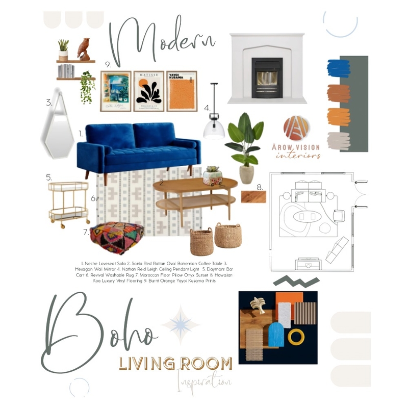 Modern Boho Inspiration Mood Board by Ārow Visions Interiors on Style Sourcebook