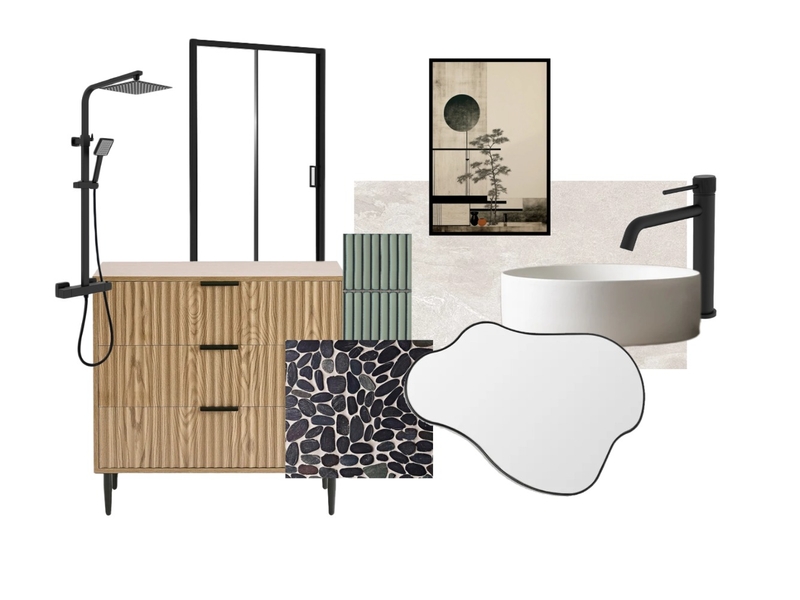Japandi Ensuite Interior Design Mood Board by Bales Studio