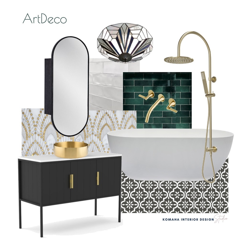 Art Deco Ensuite Mood Board by Komaha Interior Design on Style Sourcebook
