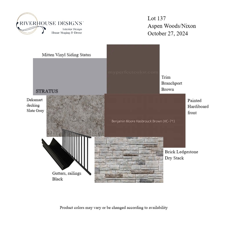 lot 137 Aspen Woods Mood Board by Riverhouse Designs on Style Sourcebook