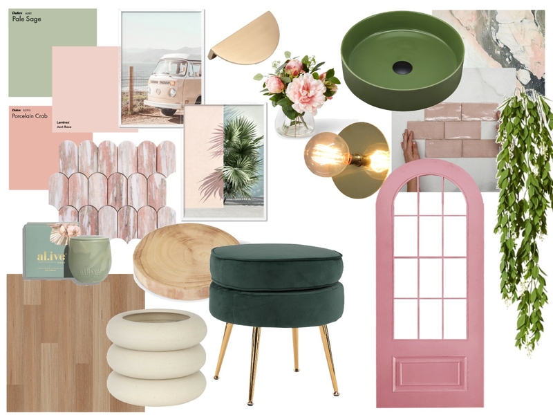 Pink and Green Mood Board by Elaina on Style Sourcebook