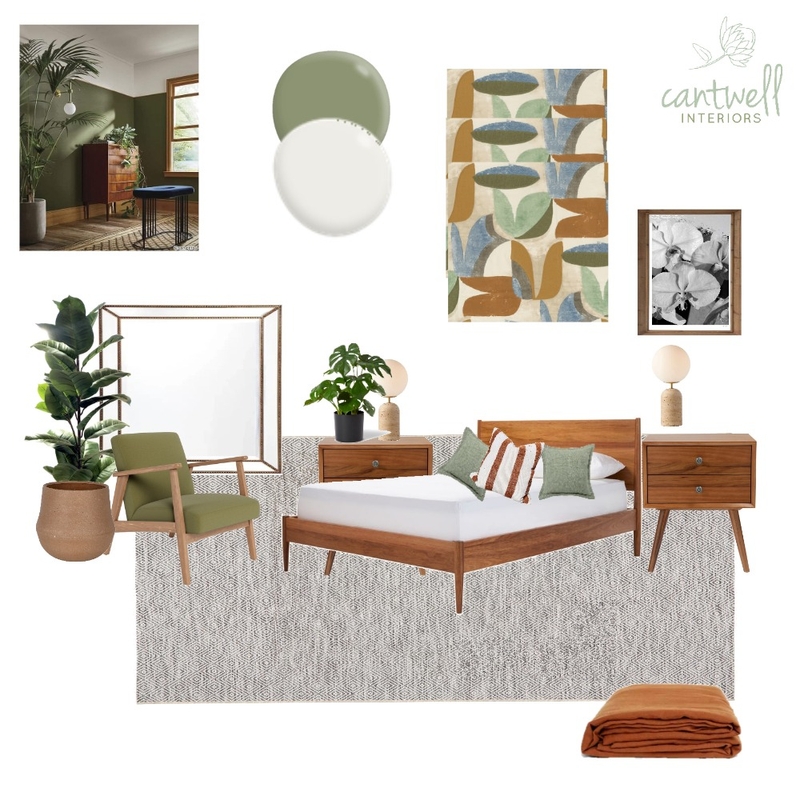 Mid century Modern bedroom (no paint) Mood Board by Cantwell Interiors on Style Sourcebook