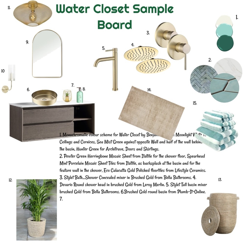Green Monochromatic Sample Board for WC 12-12-24.4 Mood Board by JudyK on Style Sourcebook