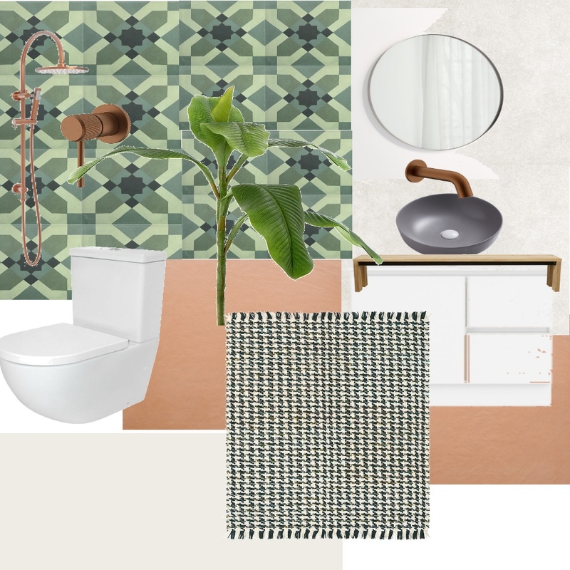 bathroom with check bathmat Mood Board by Caithe on Style Sourcebook