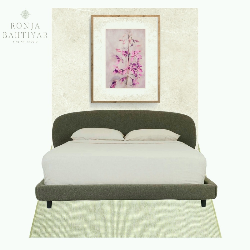Organic cream, green and floral rose decor ideas for master bedr0om Mood Board by Ronja Bahtiyar Art on Style Sourcebook