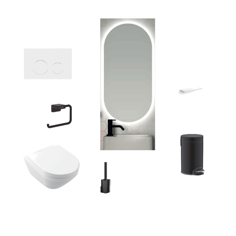 Bathroom Guest - White & Black accents + mirror oval Mood Board by prettythingshomelu on Style Sourcebook