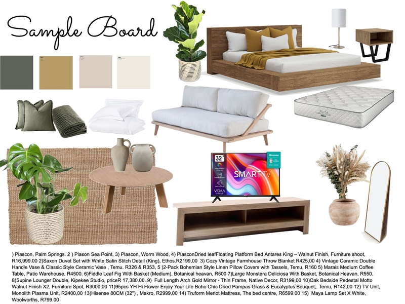 Sample board Air bnb Mood Board by kgmakeupstars@gmail.com on Style Sourcebook