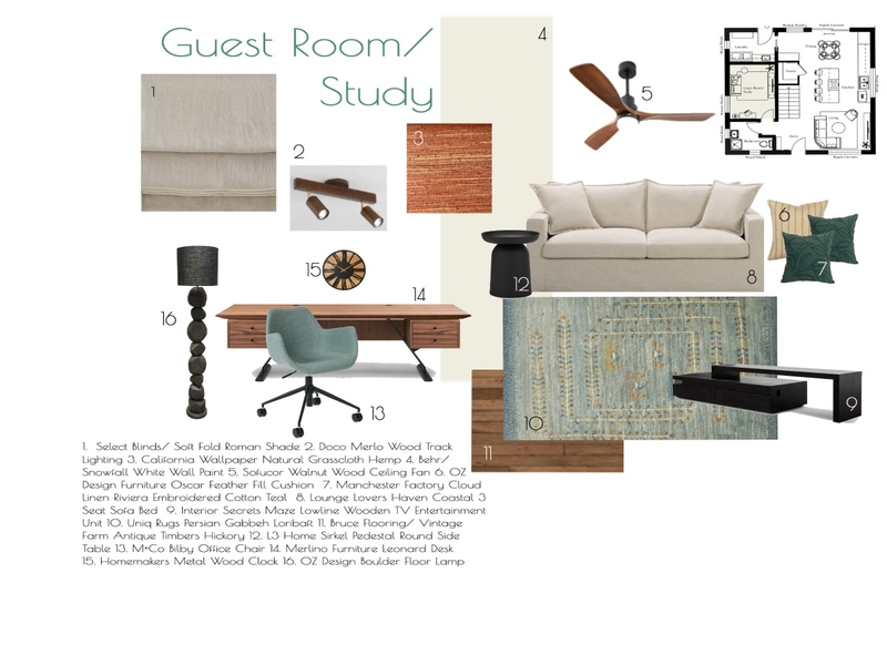MODULE 9 Guest Room Sample Board Mood Board by hannah.piper.galvin@gmail.com on Style Sourcebook